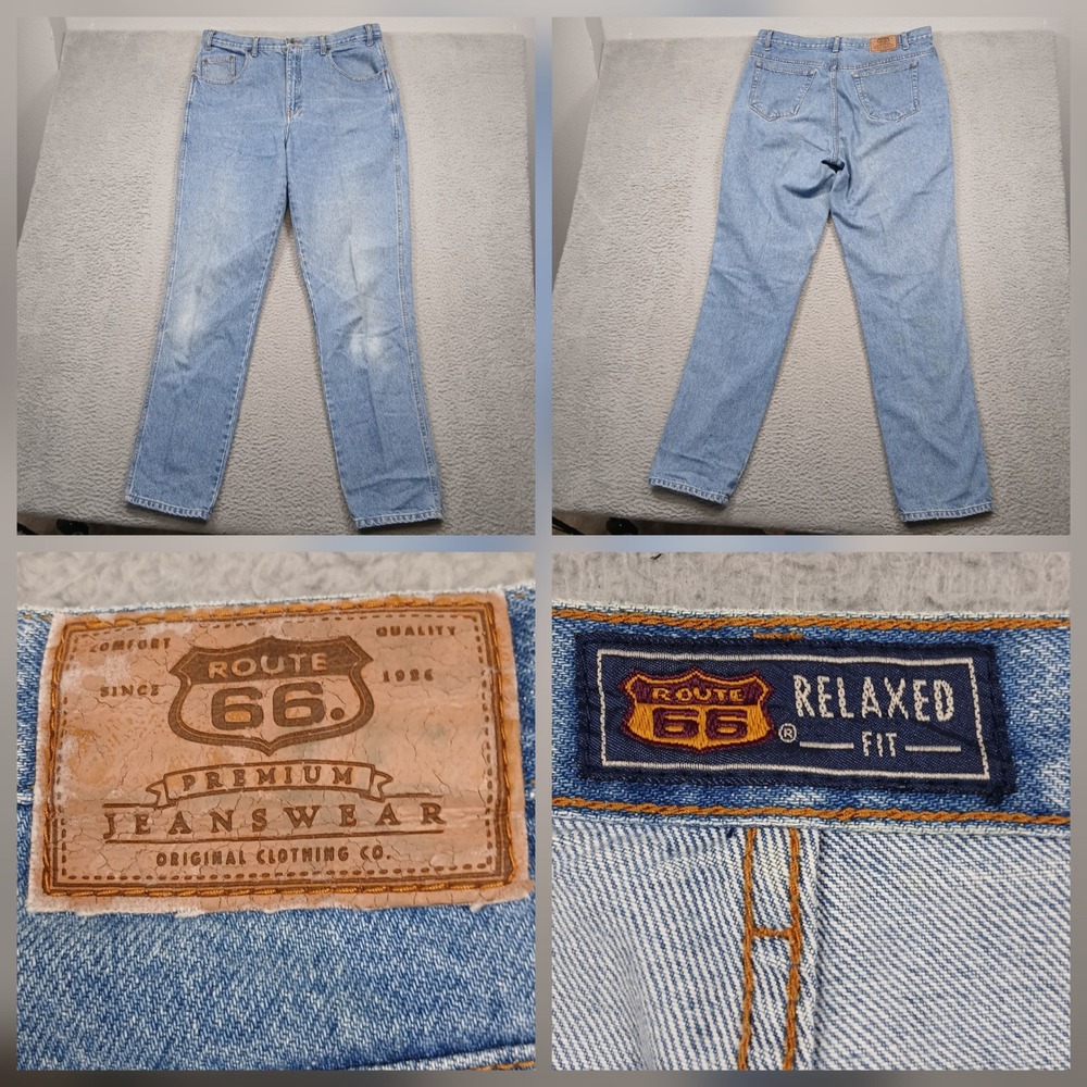 Route 66 Relaxed Fit Jeans Men's Light Wash Blue‎ Denim 38x32